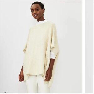 Ann Taylor Cream Boatneck Knit Poncho with Gold Shimmer Size M/L NWT